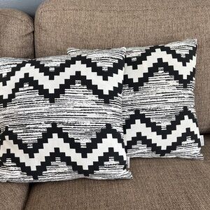 Chevron Black and White pillow covers 16x16 set of 2